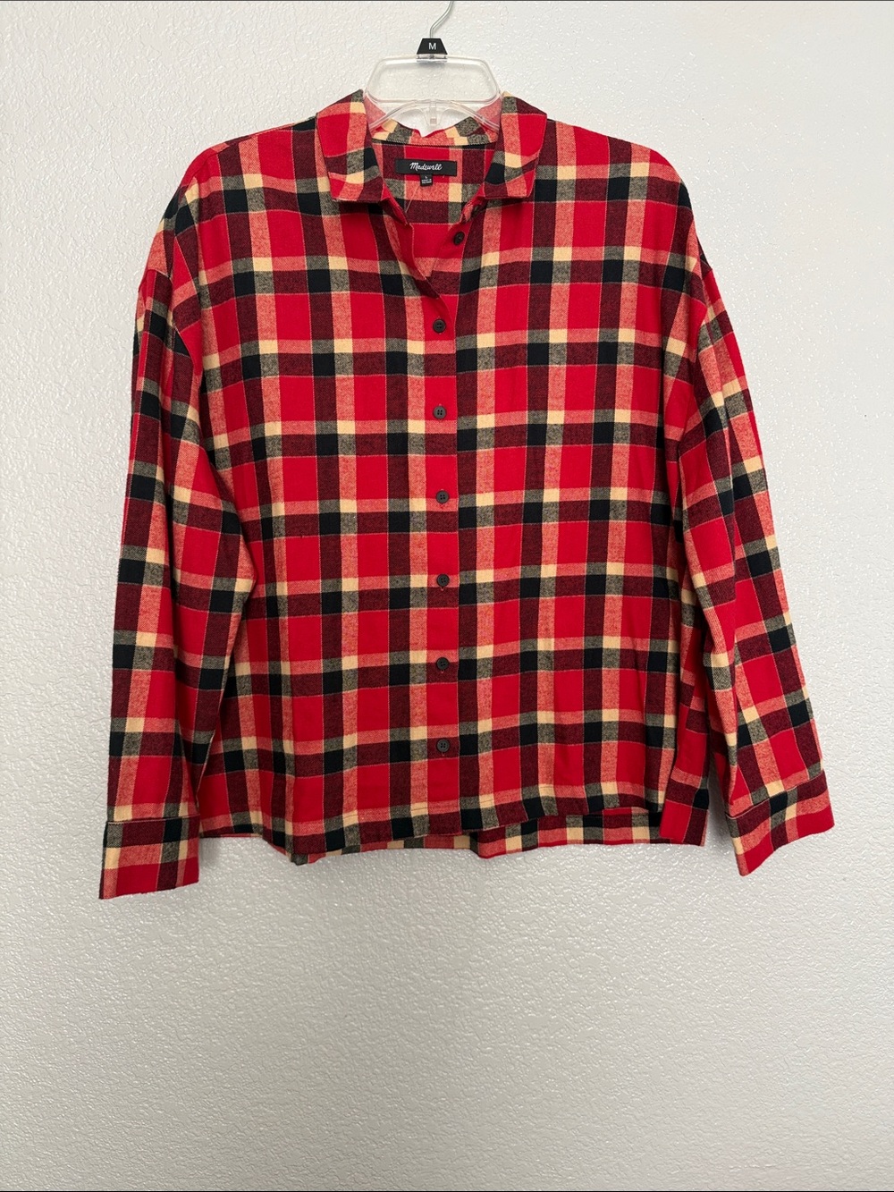 Madewell Red and Black Plaid Shirt Size Large